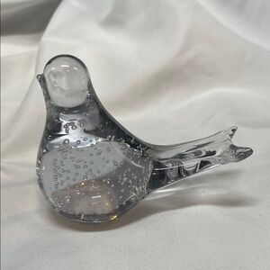 Hand Blown Clear Art Glass Bird Figurine Paperweight